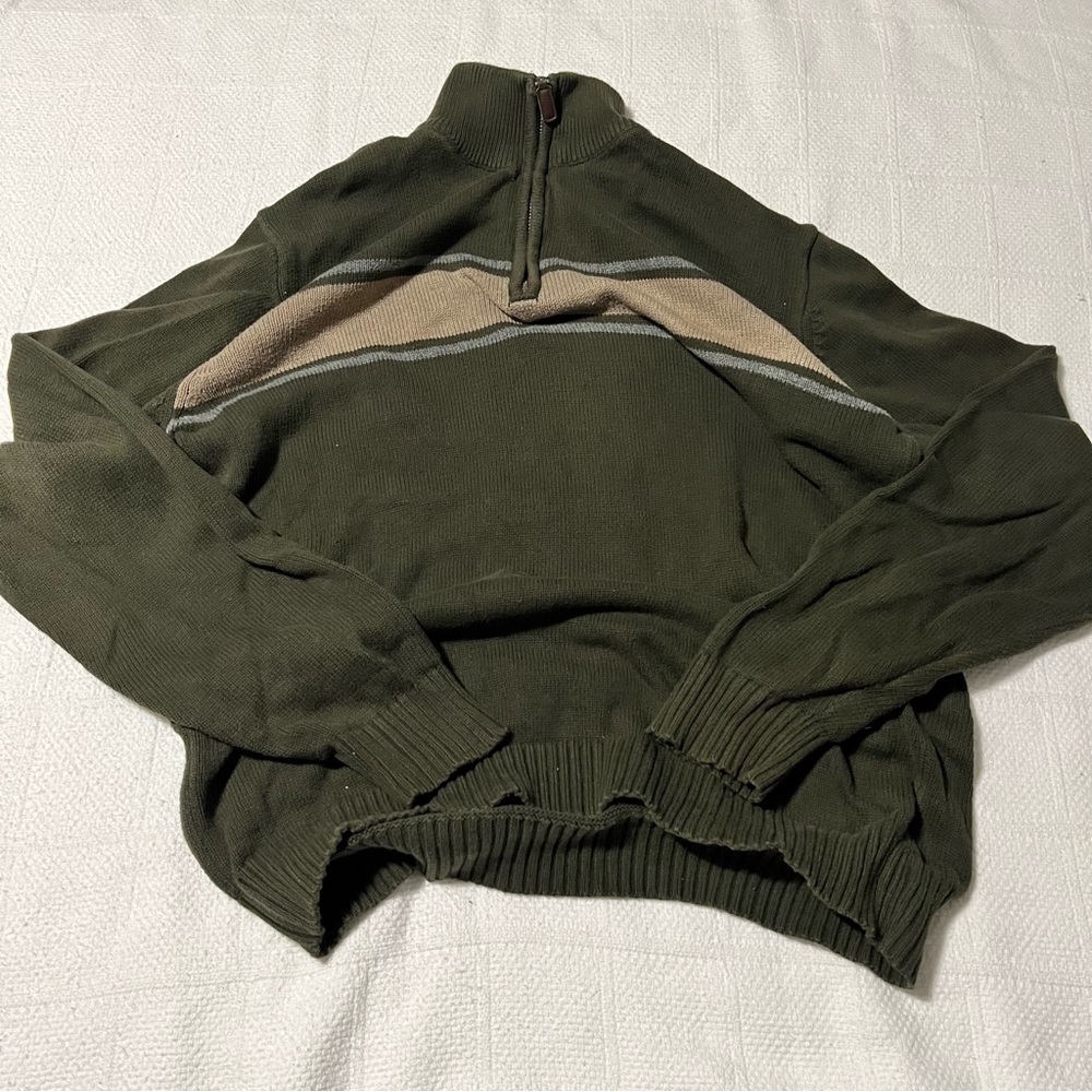 Banana Republic Cowl Neck Sweater in Green and Tan